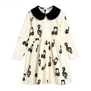 Mini rodini notes organic cotton dress / cream